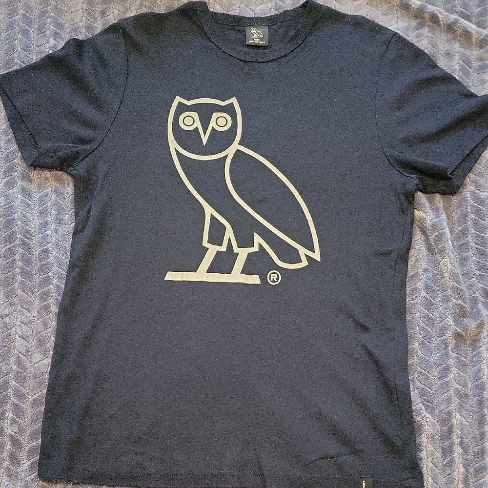 OVO Navy Blue Short Sleeve Tee with Owl Logo